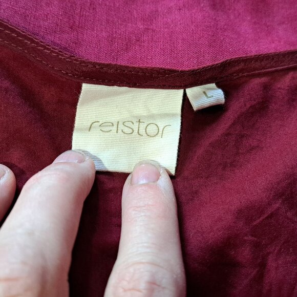 Almost New - Reistor Deep V Neck Gathered Dress Burgundy Large - Picture 4 of 4